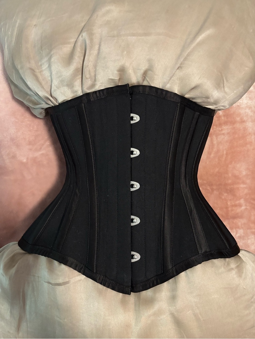 Black Hourglass Steel-Boned Corset Cotton Mystic City Waist Trainer